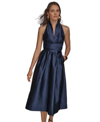 Petite Sleeveless Halter Neck A-Line Midi Dress