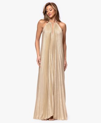 Women's Pleated Halter Neck Ball Gown