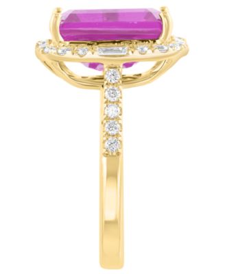 Lab-Grown Pink Sapphire (6-7/8 ct. t.w.) & Diamond (5/8 ct. t.w.) Ring in 14k Yellow Gold