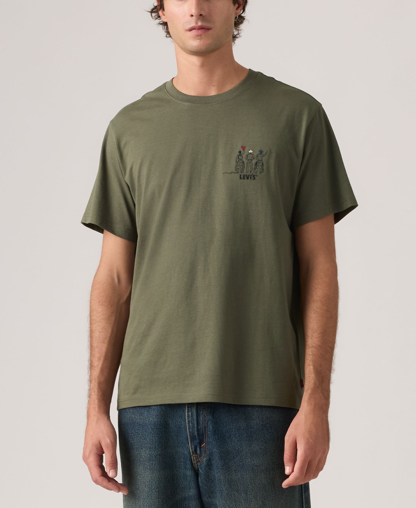 Мужская футболка Levi's Short-Sleeve Crewneck, цвет: Оливковый — фото 4