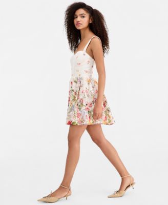 Women's Lace-Up Eyelet-Embroidered Dress