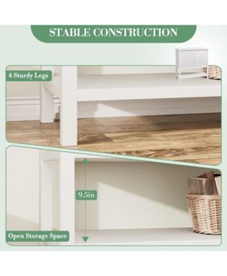 Farmhouse Console Table with Storage - 2 Fluted Door Cabinet, Entryway Sofa Table & Buffet Sideboard, Hallway - Wooden Shelf & Cabinet