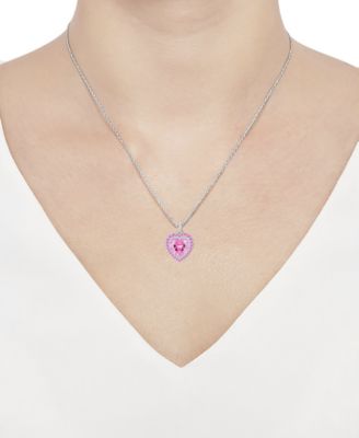 Lab-Grown Ruby and White Sapphire Heart Pendant Necklace in 14k Gold Sterling Silver (Also Available in Pink Sapphire)