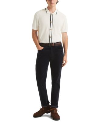 Men's Textured Open Front Polo Sweater