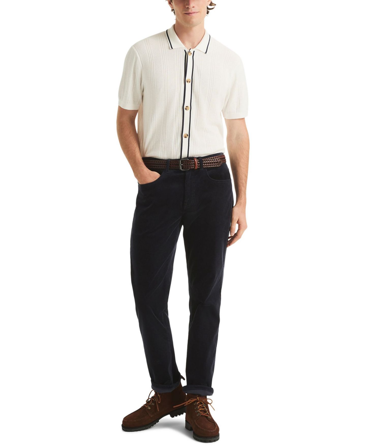 Мужской свитер Nautica Textured Open Front Polo — фото 2