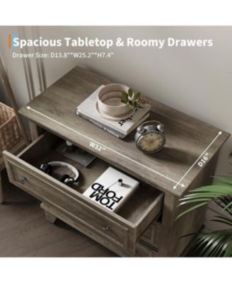 3 Drawer Dresser for Bedroom, Wide Chest of Drawers with Vintage Handle, Modern Wood Dresser Wide Nightstand Cabinet for Living Room