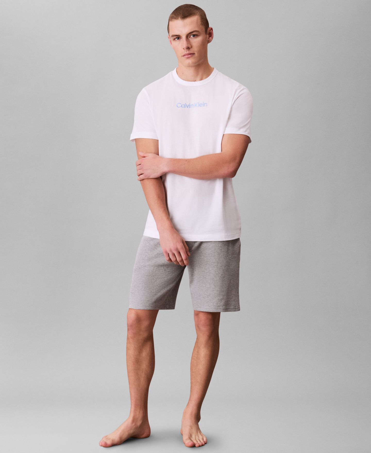Мужская пижамная свитшоты Calvin Klein с круглым вырезом, цвет: Белый — фото 2