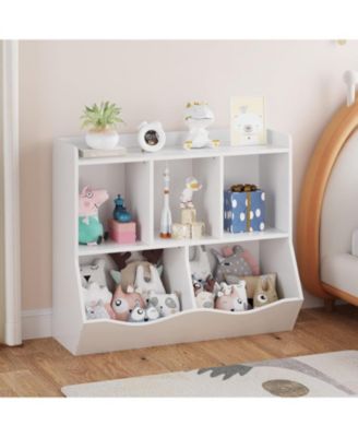 Kids Bookshelf Toy Storage Organizer – Wood Toy Storage Cabinet, Children's Toy Shelf, Kids Book Rack, Storage Bookshelf for Playroom, Bedroom