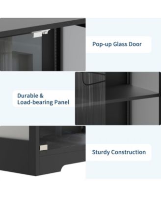 5 Layer Display Cabinet with Glass Doors, Modern Curio Cabinet with RGB Color Lights,Glass Display Cases for Collectibles