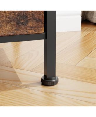 5 Drawer Dresser, Tall Dresser for Bedroom, Storage Organizer with Fabric Bins, Wood Top, Sturdy Steel Frame, Easy Pull Handle, Hallway