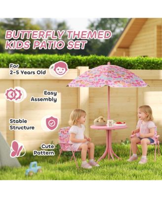 Kids Picnic Table and Chair Set, Outdoor Table with Foldable Chairs