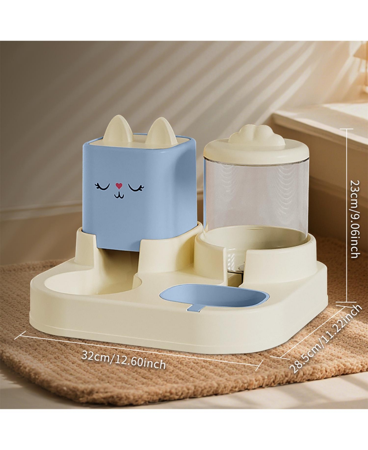 Aostirmotor Large Capacity Automatic Pet Feeder and Waterer, 2200ML Water &1800ML Food, Smart Timer