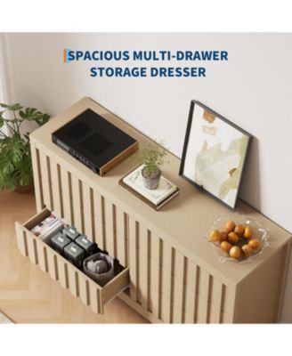 Fluted Dresser for Bedroom with 6 Drawers, 54" Wide Modern Chest of Drawers