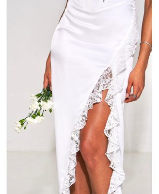Women's Freddie White Lace Satin Maxi Corset Dress