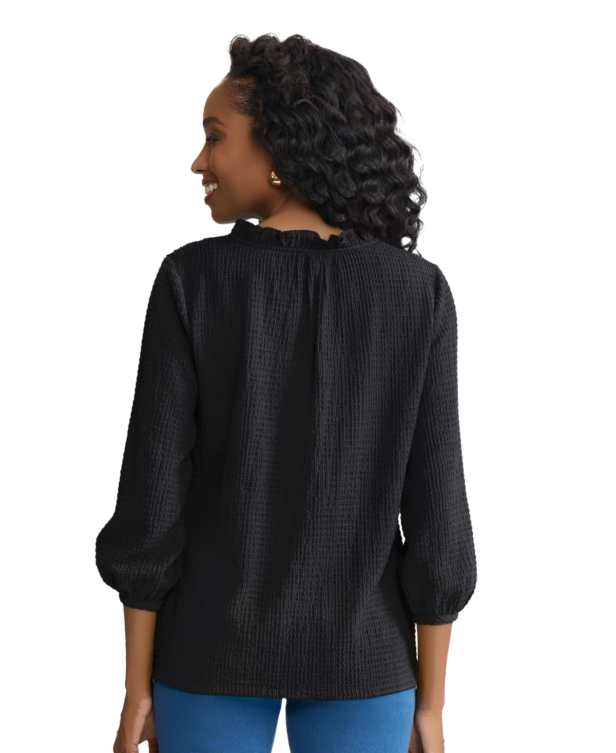 Jones New York Women's Smocked Shoulder Top