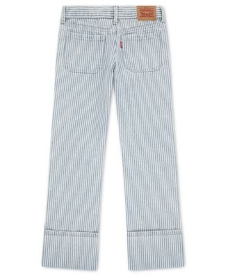 Girls' 7-16 Railroad Striped Wide Leg Jeans