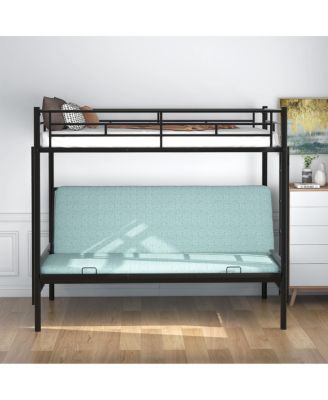Twin over Full Metal Bunk Bed, Multi-Function, Black