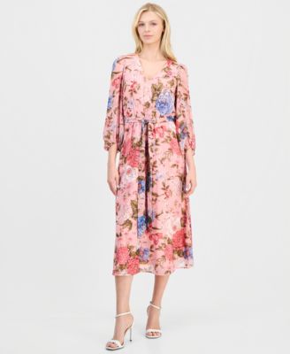 Women's Belted V-Neck Dress