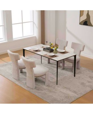  Modern Chenille Dining Chair Set of 4, Beige