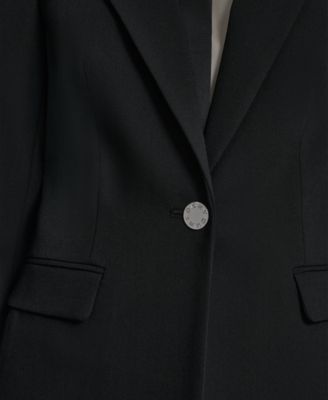 Women's Newspaper-Print One-Button Blazer