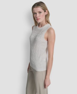 Women's Sleeveless Logo Printed Sweater