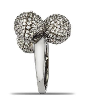 Suzy Levian Sterling Silver Cubic Zirconia Three Disco Ball Ring