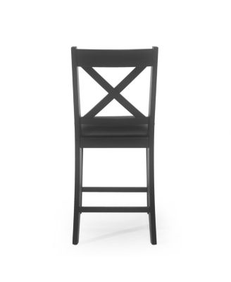 Farmhouse X-Back Faux Leather Counter Stool Set (Set of 2)