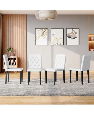  PU Dining Chair with Ergonomic Buckle Backrest