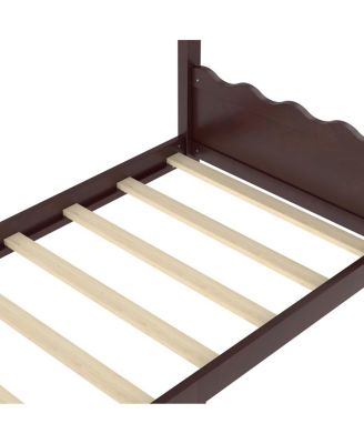 Twin House Floor Bed with Slats, Solid Wood House Bed Frame for Kids