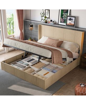 Concave undulating storage bed frame with lifting function