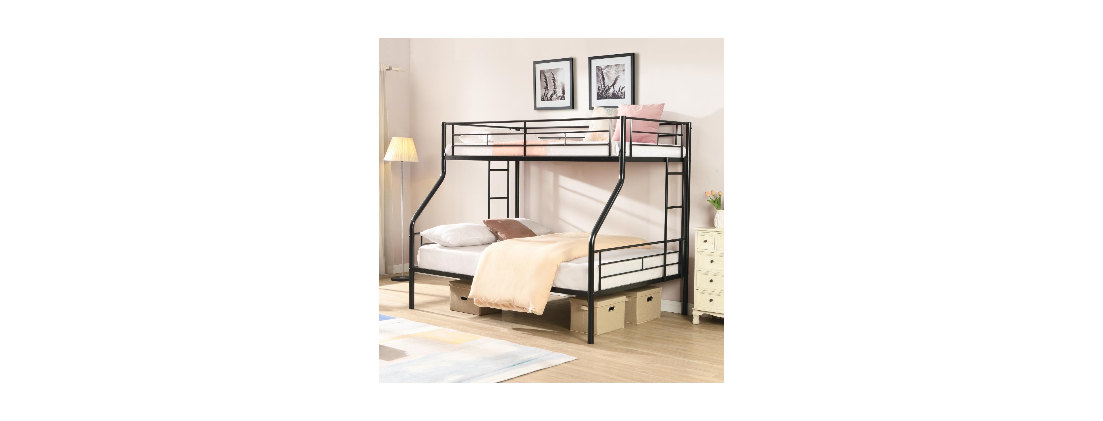 Streamdale Twin Over Full Metal Bunk Bed, No Box Spring, Large Storage, Easy Assemble