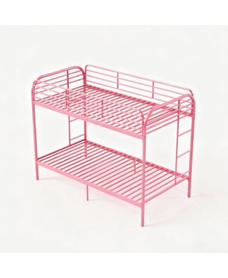 Metal Twin Over Twin Bunk Bed with Safety Rails