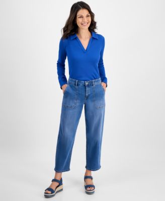 Women's Utility-Pocket Barrel Jeans