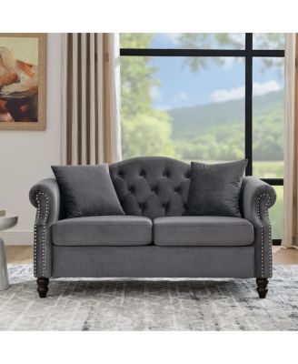 Chesterfield 2-Seater Sofa with Rolled Arms and Nailhead Trim