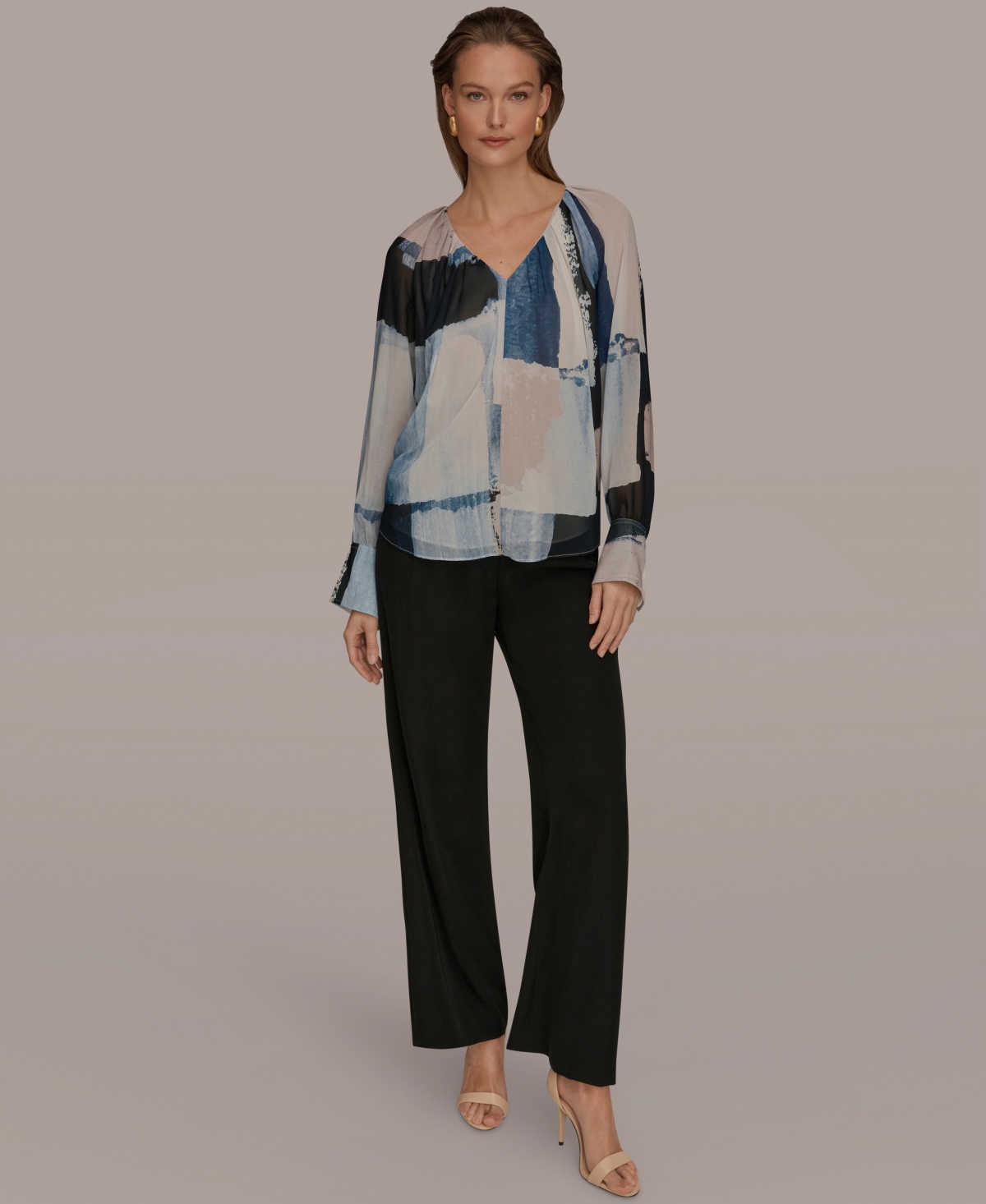 Donna Karan New York Women's Printed Long-Sleeve Top