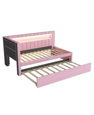 Twin Platform Bed with USB & LED Trundle