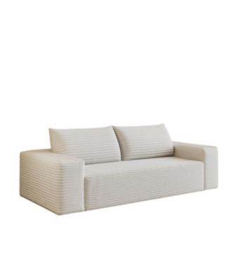 63" Corduroy Deep Seat Sofa - White