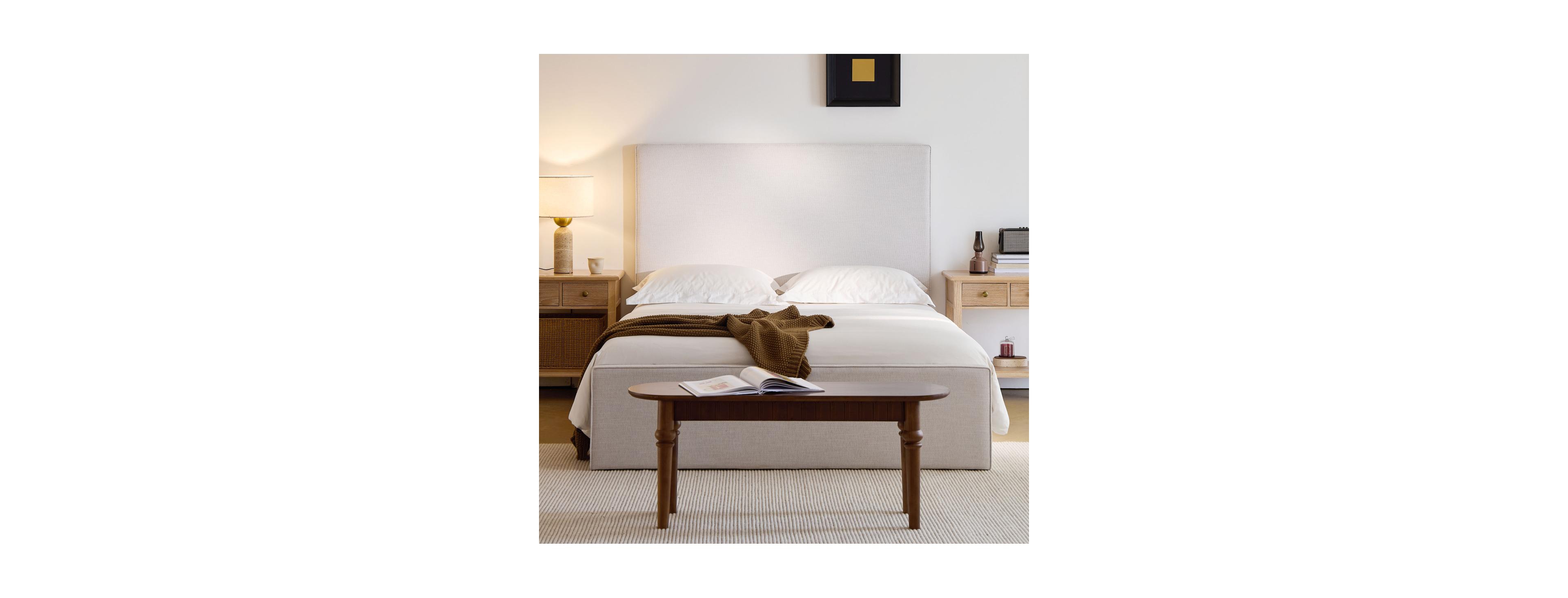 Streamdale Furniture Streamdale Lucas Tall Upholstered Bed - King, Textured Ivory Canvas