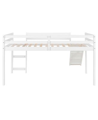 Loft Bed with Slide, Multifunctional Design, Twin (White)