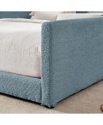 Boucle Rabbit Ear Platform Bed with Safety Rail