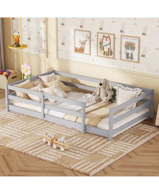 Twin Size Montessori Floor Bed with Fence