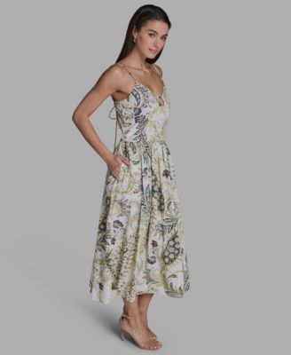 Women's Paisley Spaghetti Strap Midi Dress