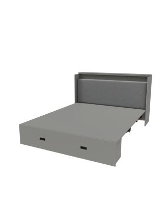 57" Murphy Bed with Storage, Charging Cabinet, Foldable Panels, Swivel Wheels, Gray