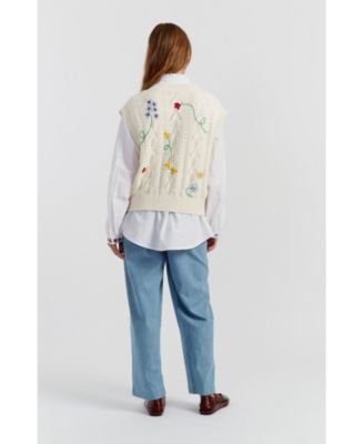 Women's Cotton Hand Embroidered Floral Tank