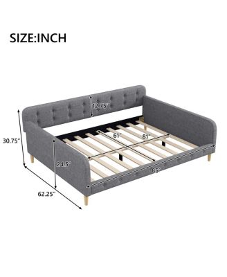 Queen Size Upholstered Daybed with 4 Support Legs
