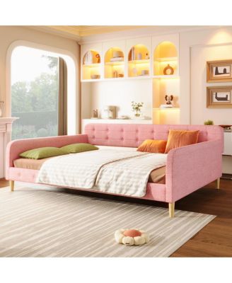 Queen Size Upholstered Daybed with 4 Support Legs