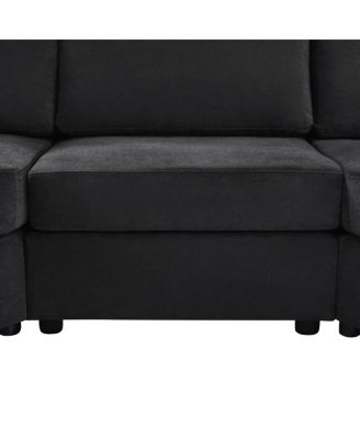 3-seater 129" Curved Upholstered Sofa Couch, Dark Gray