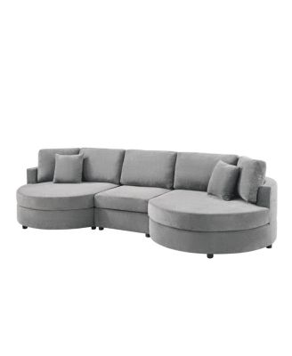 3-seater 129" Curved Upholstered Sofa Couch, Dark Gray