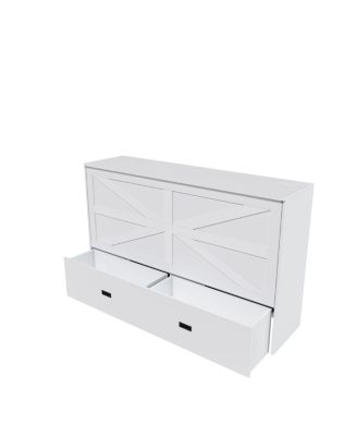 Murphy Bed with Storage, Charging Cabinet, Foldable Panels, Swivel Wheels