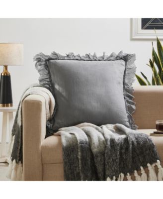 Pure Linen Sheer Fringe Throw Pillow Covers, 22"x 22", Set of 2